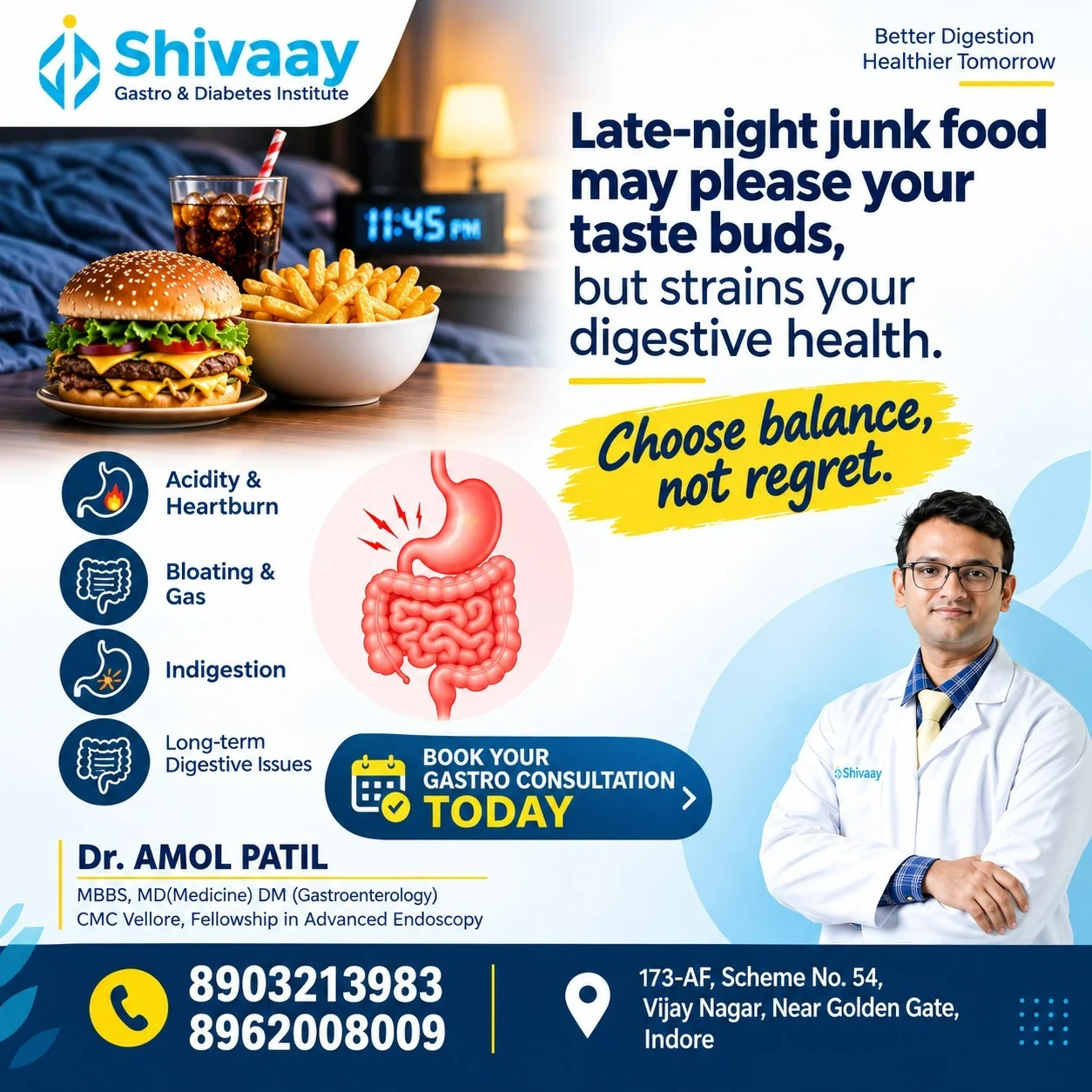 Late-Night Junk Food and Digestive Health in Indore